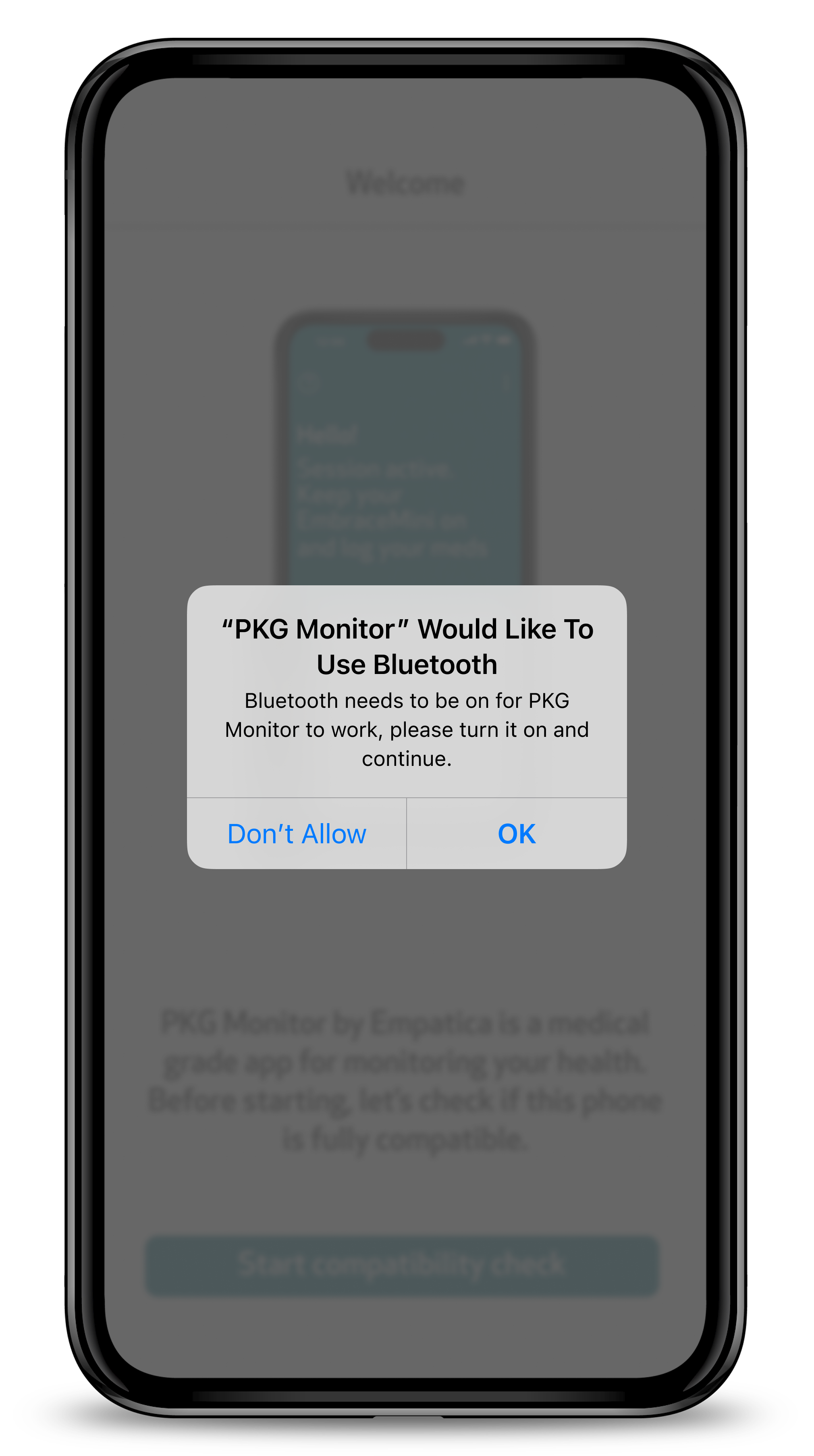 Pop-up asking permission to use Bluetooth