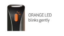 The WellPD wearable with its LED blinking orange gently