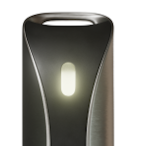 The WellPD wearable with its LED blinking white while charging