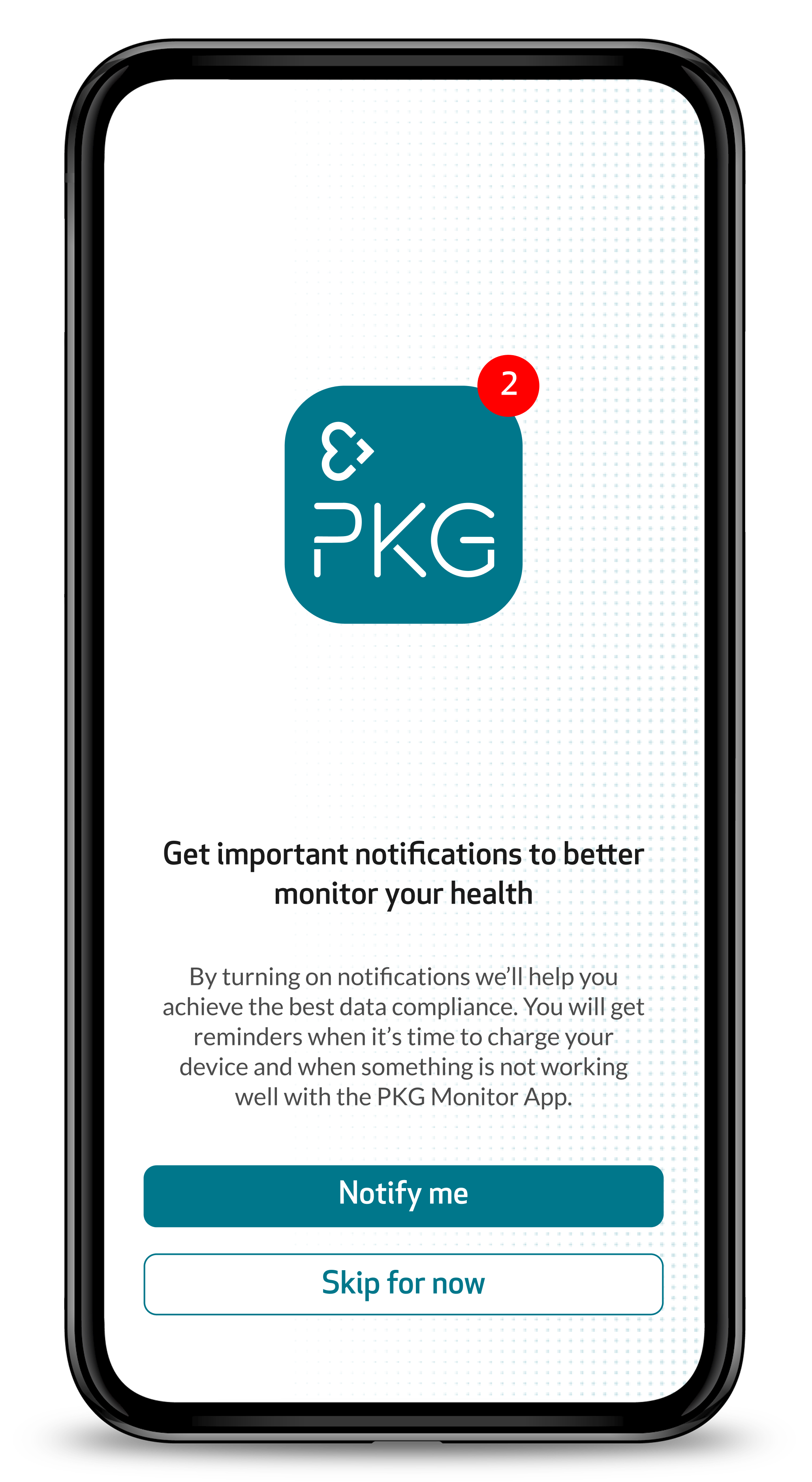 Notifications screen with the Notify me and Skip for now buttons