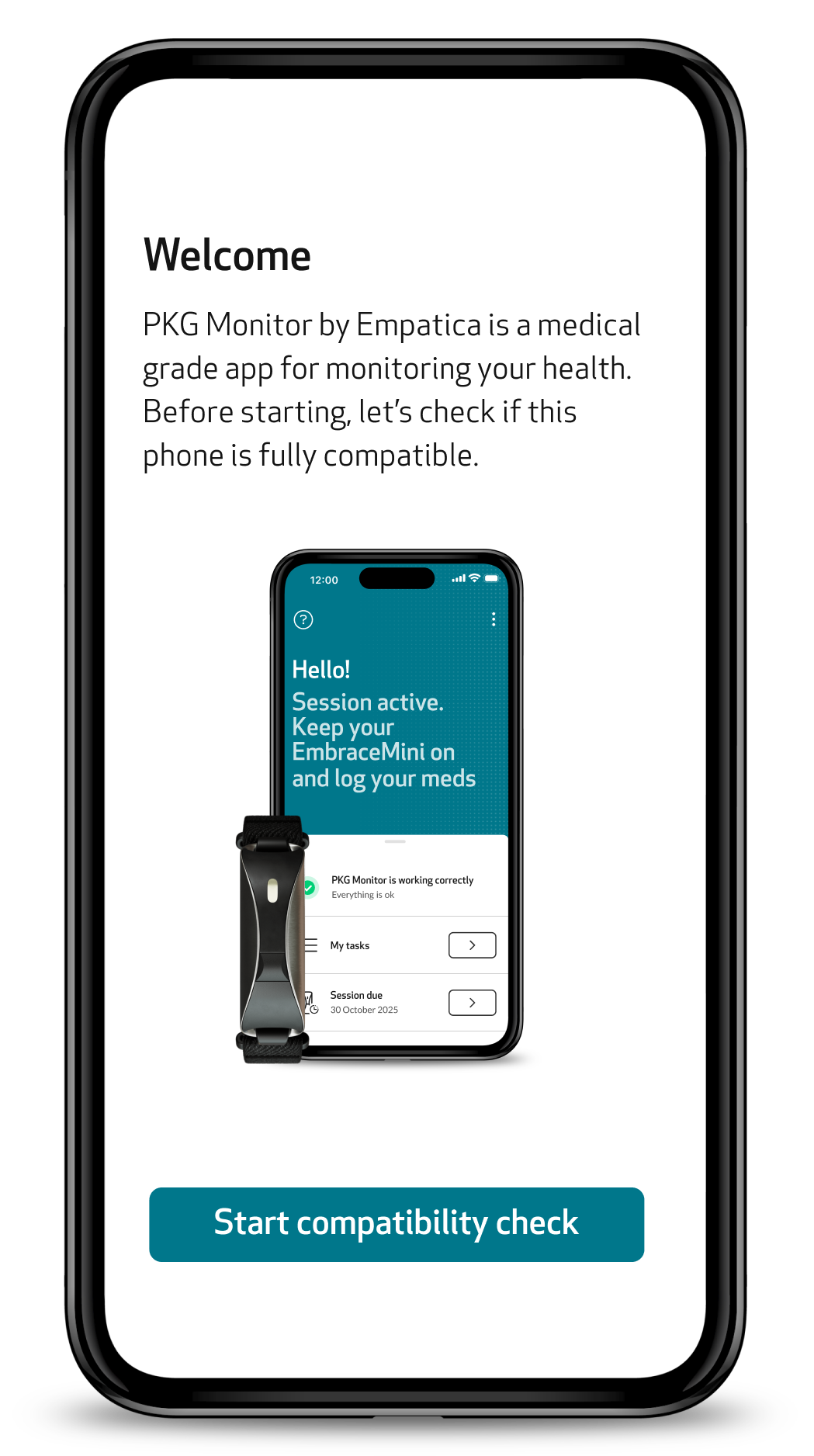 Welcome screen with the Start compatibility check button